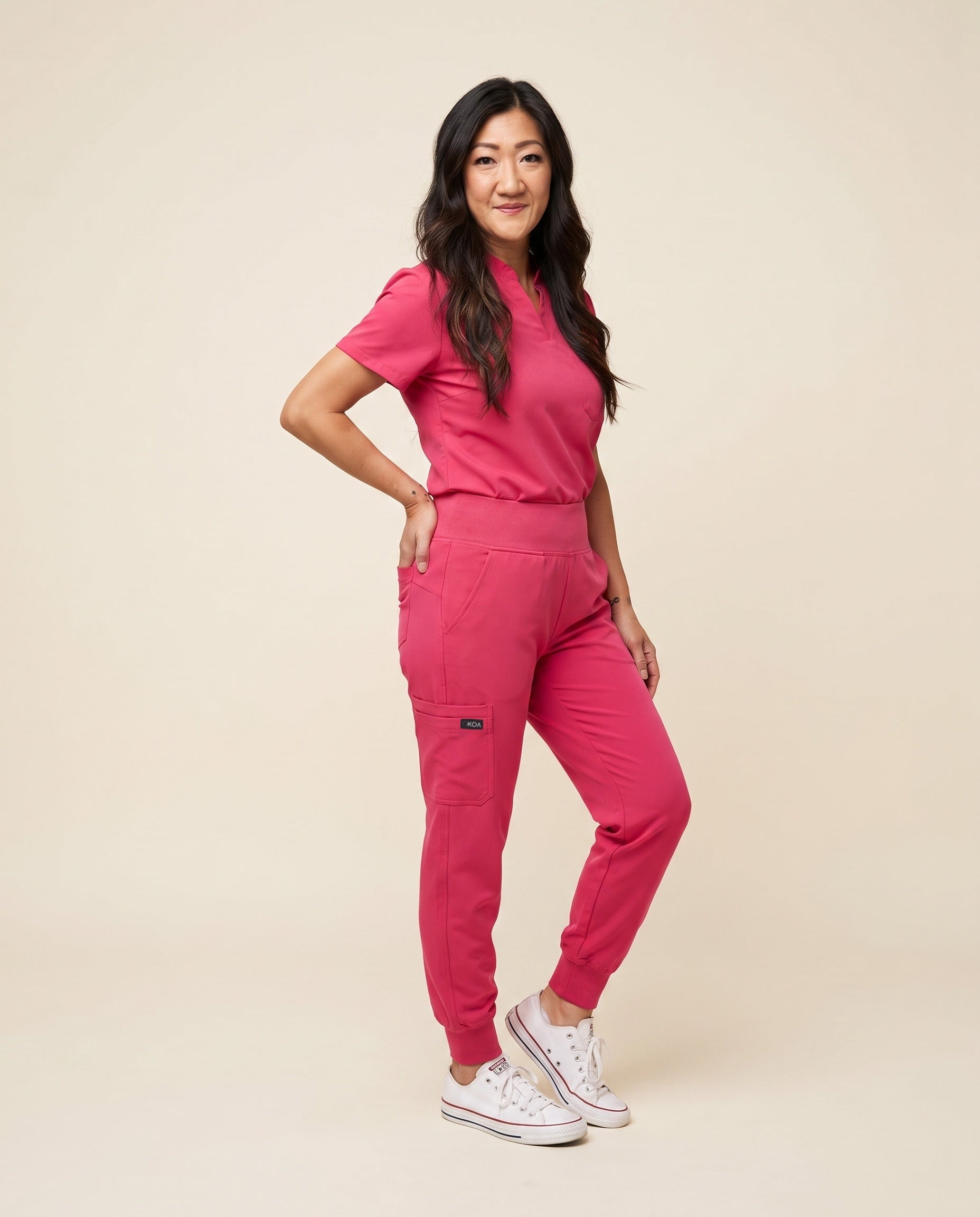 Women's One-Pocket Scrub Top, Pink