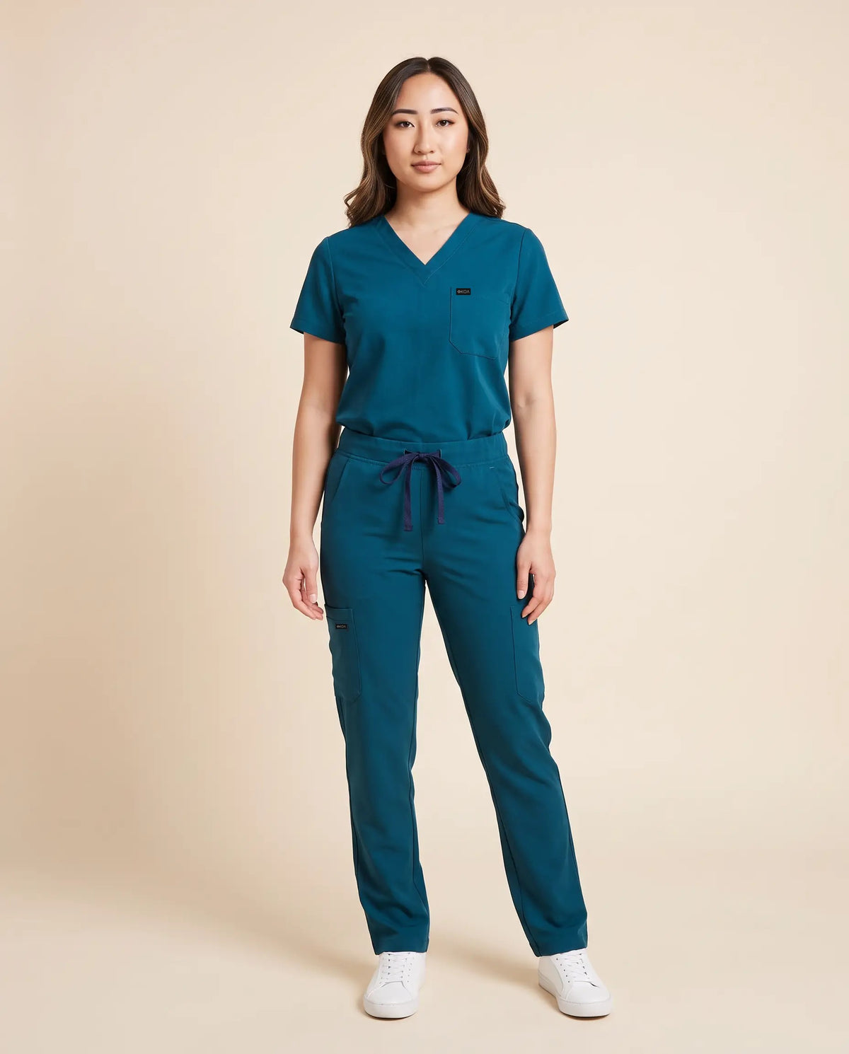 Women’s High-Rise Tailored Scrub Pants, Caribbean Blue