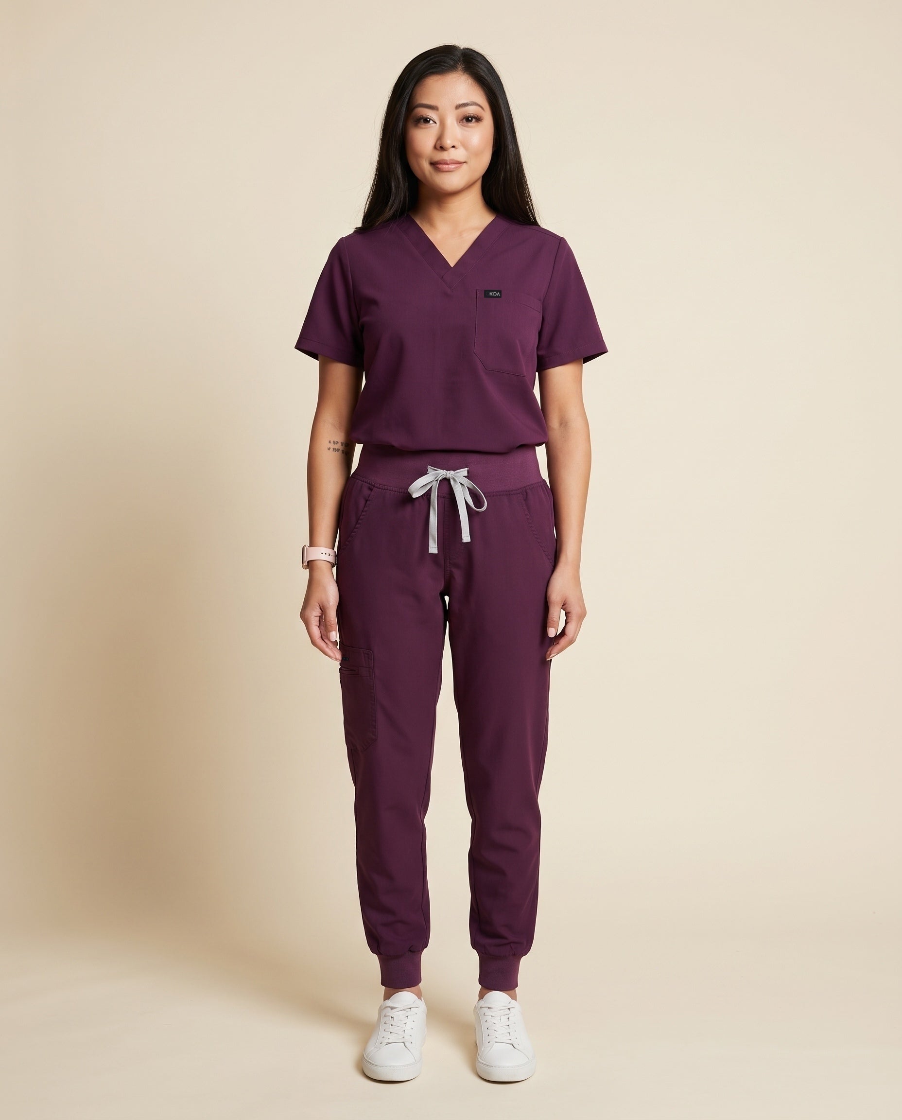Women's High Rise Scrub Joggers, Eggplant