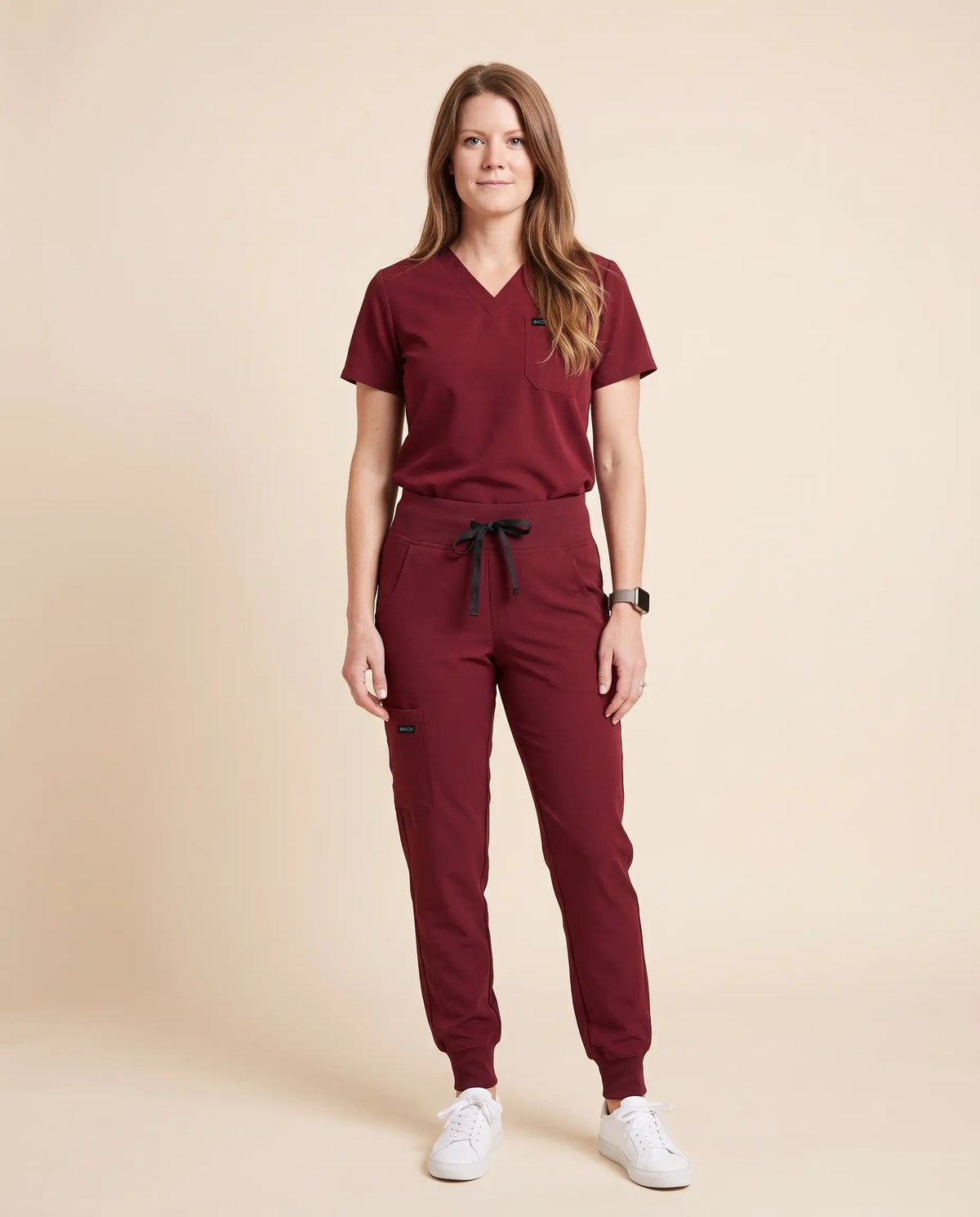 Women’s High Rise Scrub Joggers, Merlot