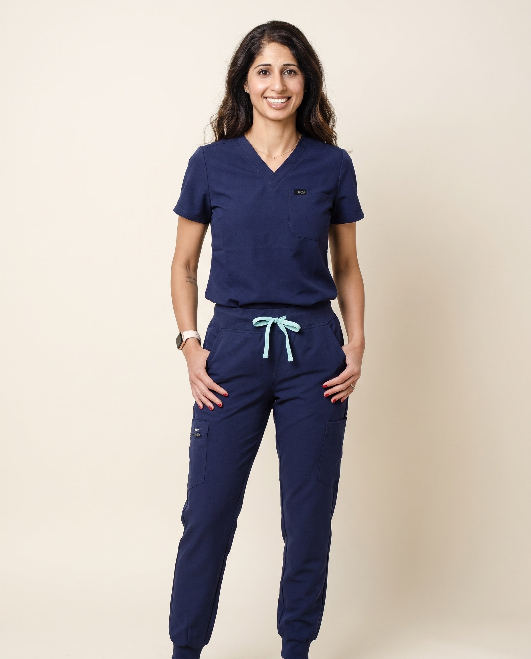 Women's One-Pocket Scrub Top, Navy