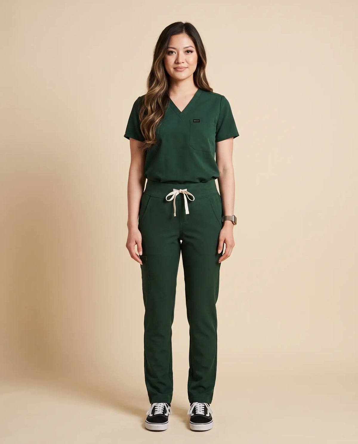 Women’s High-Rise Tailored Scrub Pants, Forest Green